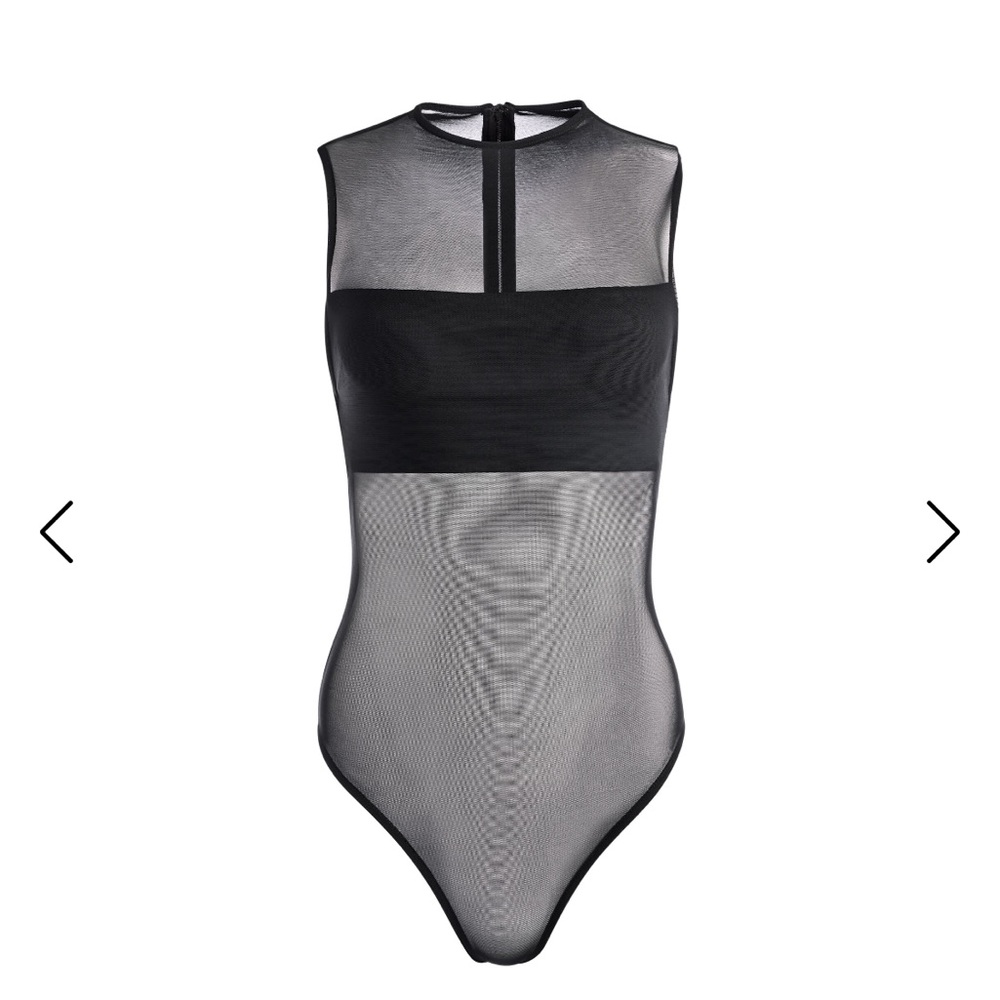 Alice + Olivia Black Mesh Bandeau Sleeveless Bodysuit NWOT